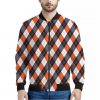 Halloween Party Argyle Pattern Print Bomber Jacket