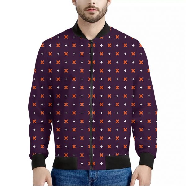 Halloween Plus And Cross Pattern Print Bomber Jacket