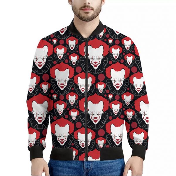 Halloween Scary Clown Pattern Print Bomber Jacket
