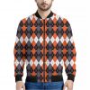 Halloween Themed Argyle Pattern Print Bomber Jacket