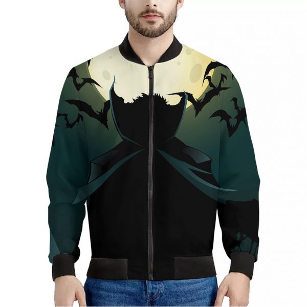 Halloween Vampire Silhouette Print Bomber Jacket