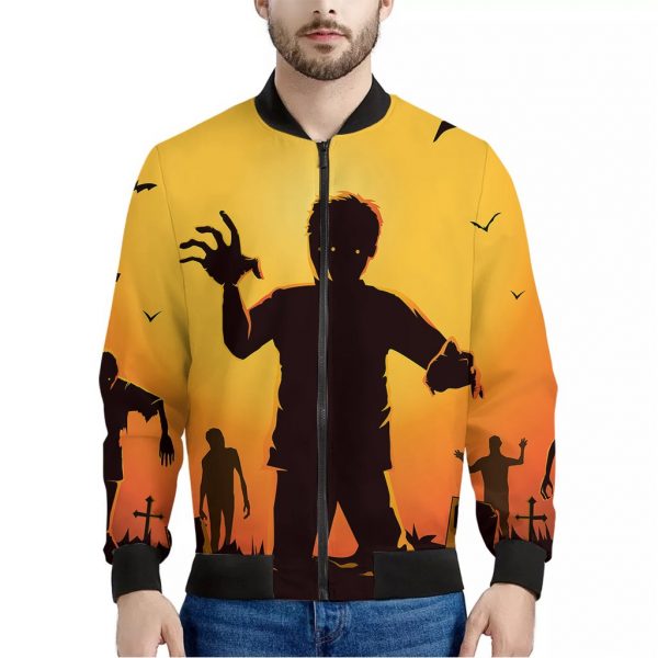 Halloween Walking Zombie Print Bomber Jacket