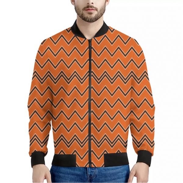 Halloween Zig Zag Pattern Print Bomber Jacket