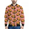 Hamburger Plaid Pattern Print Bomber Jacket