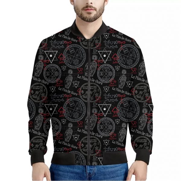 Hand Of Glory Black Magic Witch Print Bomber Jacket