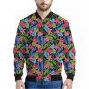 Hawaiian Floral Pattern Print Bomber Jacket