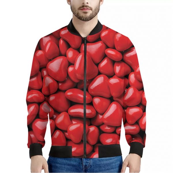 Heart Chocolate Candy Print Bomber Jacket