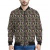 Hippie Peace Sign Flower Pattern Print Bomber Jacket