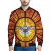 Holy Spirit Dove Stained Glass Print Bomber Jacket