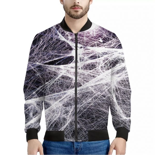 Horror Cobweb Print Bomber Jacket