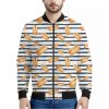 Hot Dog Striped Pattern Print Bomber Jacket