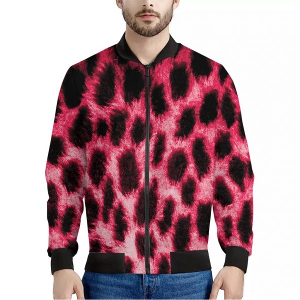 Hot Pink And Black Cheetah Print Bomber Jacket