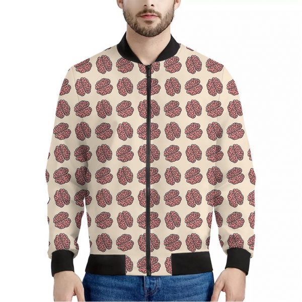 Human Brain Pattern Print Bomber Jacket