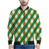 Irish Argyle Pattern Print Bomber Jacket