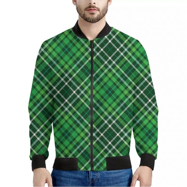 Irish Plaid Pattern Print Bomber Jacket