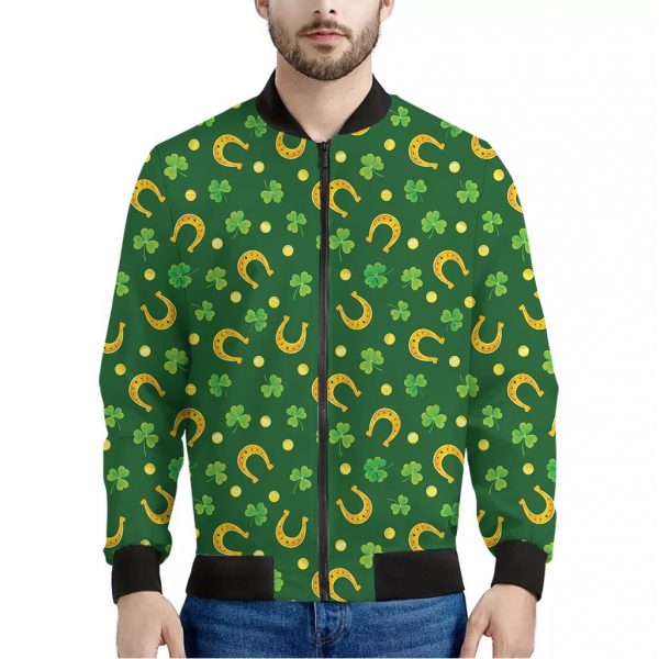 Irish Saint Patrick's Day Pattern Print Bomber Jacket