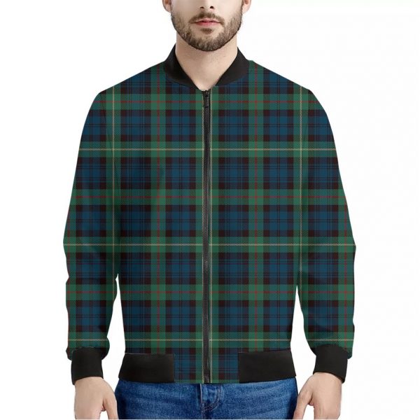 Irish Tartan Pattern Print Bomber Jacket
