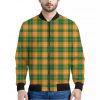 Irish Themed Plaid Pattern Print Bomber Jacket