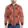 Japanese Food Pattern Print Bomber Jacket