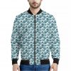 Japanese Kanagawa Wave Pattern Print Bomber Jacket