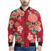 Japanese Kimono Pattern Print Bomber Jacket