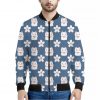 Japanese Lucky Cat And Sakura Print Bomber Jacket