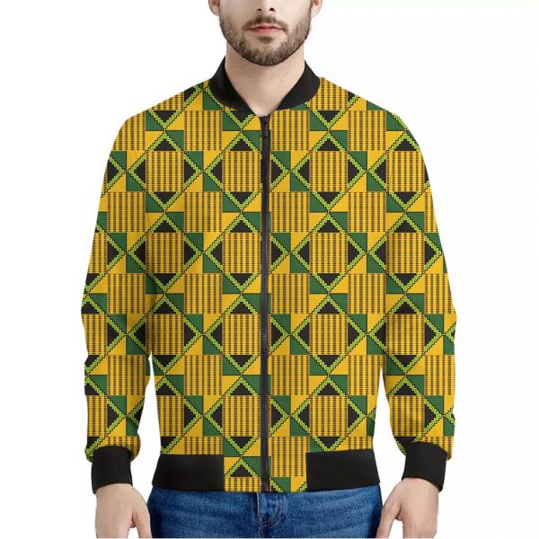 Kente Ethnic Pattern Print Bomber Jacket