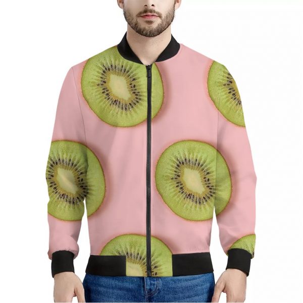 Kiwi Slices Pattern Print Bomber Jacket