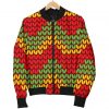 Knitted Reggae Pattern Print Bomber Jacket