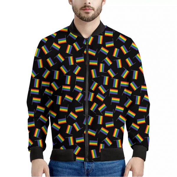 LGBT Pride Rainbow Flag Pattern Print Bomber Jacket