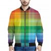 LGBT Pride Rainbow Plaid Pattern Print Bomber Jacket