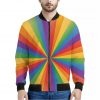 LGBT Pride Rainbow Rays Print Bomber Jacket