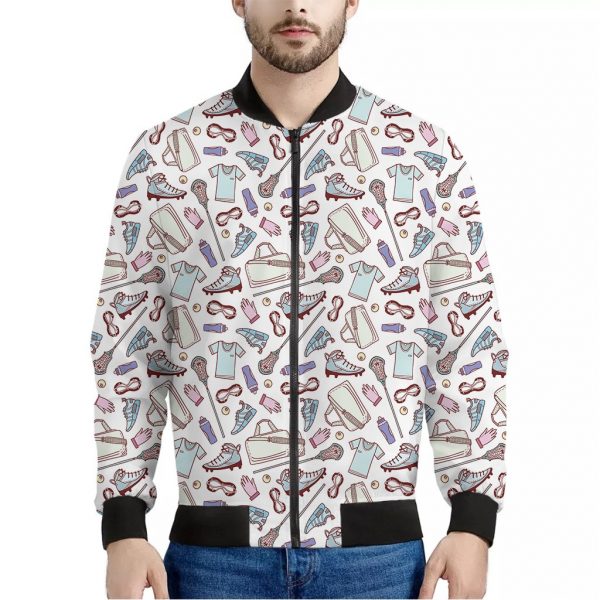 Lacrosse Sport Pattern Print Bomber Jacket