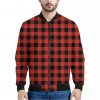 Lava Orange Buffalo Check Pattern Print Bomber Jacket