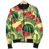 Leaf Watermelon Pieces Pattern Print Bomber Jacket