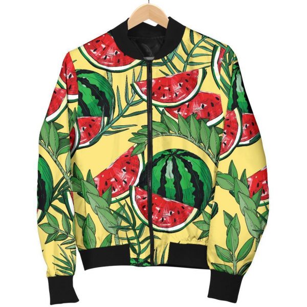 Leaf Watermelon Pieces Pattern Print Bomber Jacket