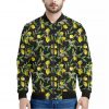 Lemon And Flower Pattern Print Bomber Jacket