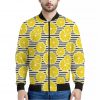 Lemon Striped Pattern Print Bomber Jacket