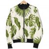 Light Tropical Leaf Pattern Print Bomber Jacket