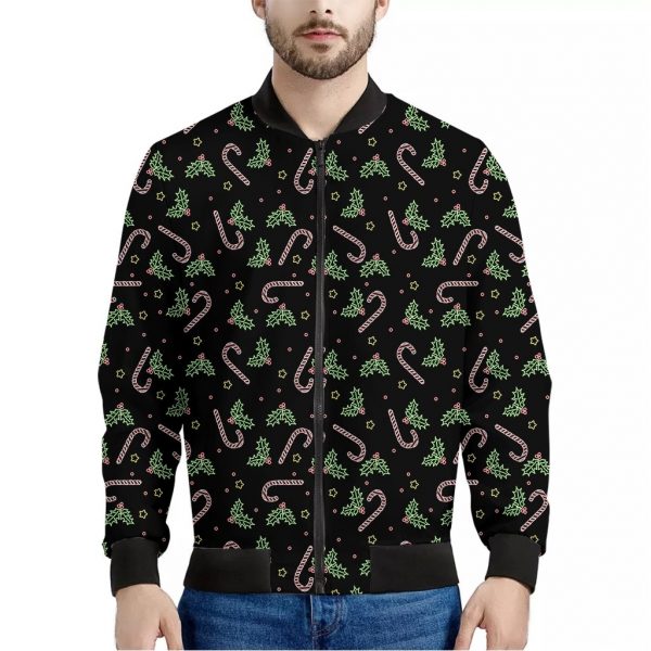 Lights Christmas Pattern Print Bomber Jacket