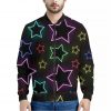 Lights Star Pattern Print Bomber Jacket