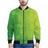 Lime Green Polygonal Geometric Print Bomber Jacket