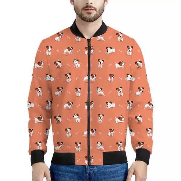 Little Jack Russell Terrier Print Bomber Jacket
