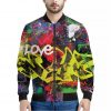 Love NYC Graffiti Print Bomber Jacket