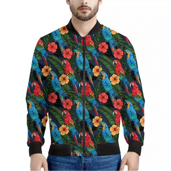 Macaw Parrot Pattern Print Bomber Jacket