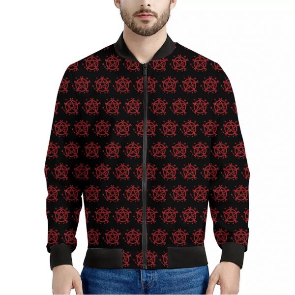 Magic Pentagram Pattern Print Bomber Jacket