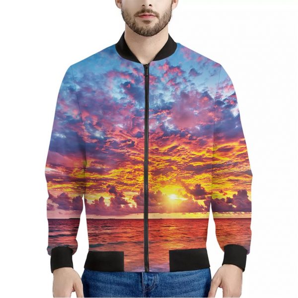 Maldives Sunset Print Bomber Jacket