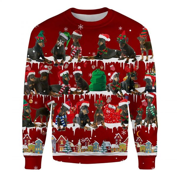 Manchester Terrier Snow Christmas Ugly Christmas Sweatshirt Animal Dog Cat Sweater Unisex