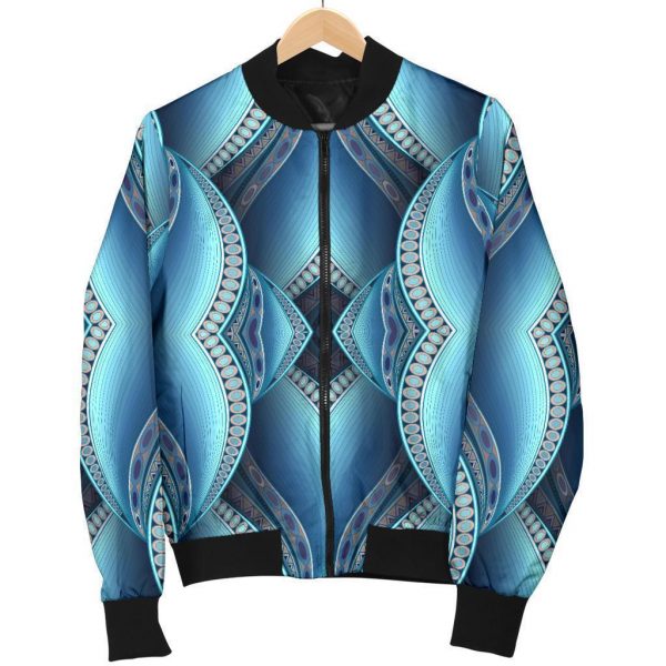 Mandala Waves Bohemian Pattern Print Bomber Jacket