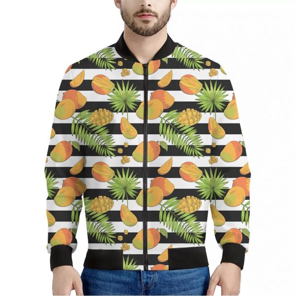 Mango Fruit Striped Pattern Print Bomber Jacket